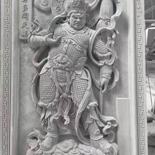 威海 芝麻灰花岗岩人物雕刻——多闻天王