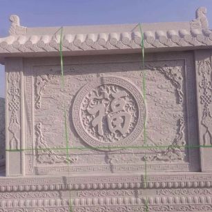 威海 芝麻白花岗岩屏风，照壁，影壁