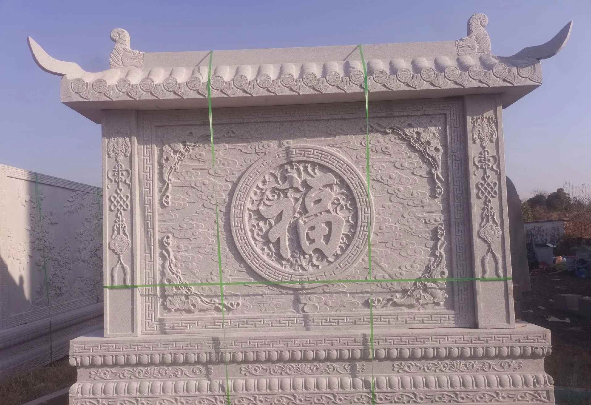 威海 芝麻白花岗岩屏风，照壁，影壁
